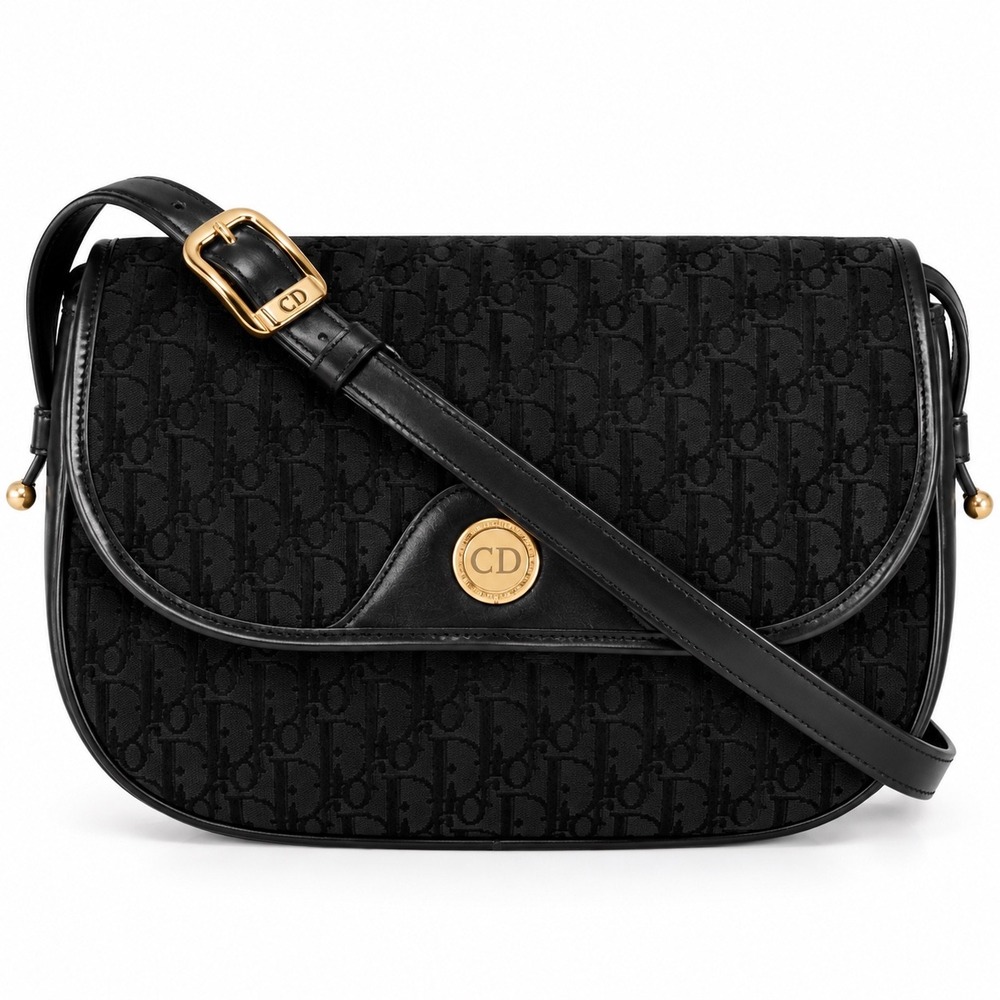 Christian Dior Vintage Black Trotter Crossbody Bag